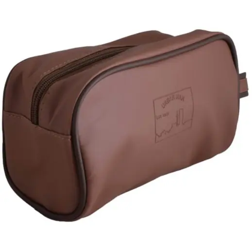 Urban Man Chestnut Toiletry Bag Tan Chocolate Brown Side